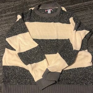 stripe knit sweater cream and gray URBAN OUTFITTERS small